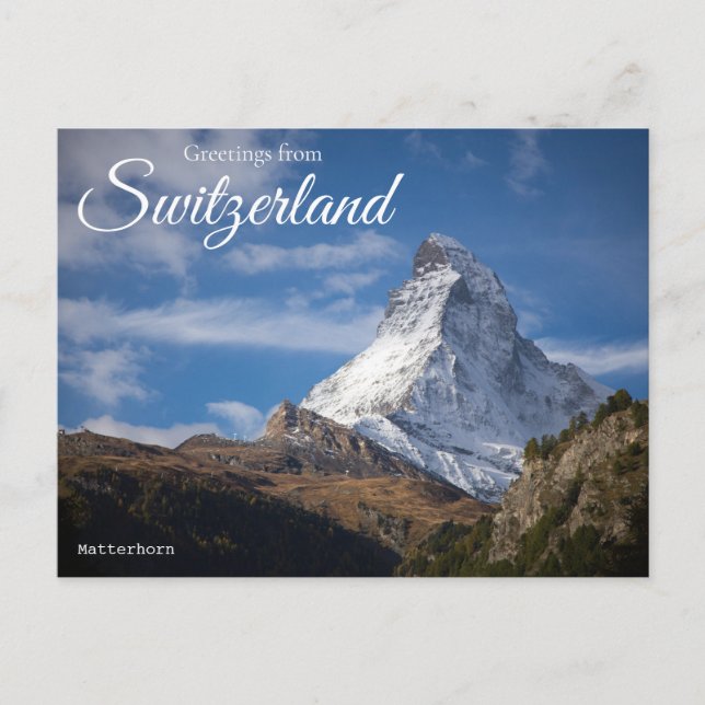 Greetings from Switzerland Matterhorn Postcard (Front)