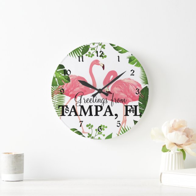 Greetings from Tampa, FL Large Clock (Home)