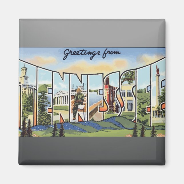 Greetings From Tennessee, Vintage Magnet (Front)