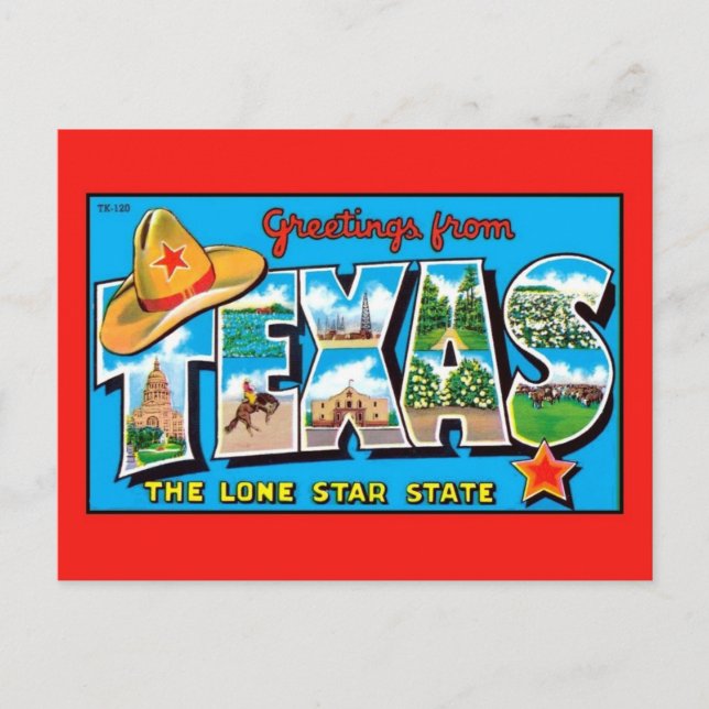 Greetings from Texas, the Lone Star State Postcard (Front)