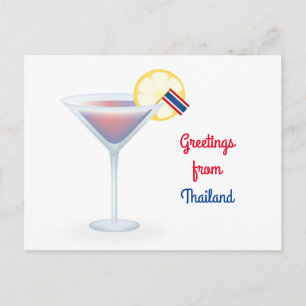 Greetings From Thailand Cocktail Holiday Postcard