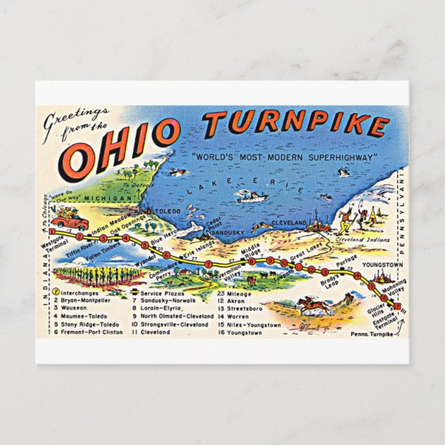 Greetings from the Ohio Turnpike postcard (Front)