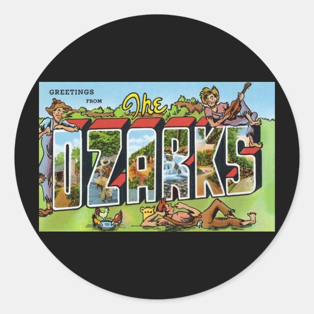 Greetings from the Ozarks Classic Round Sticker (Front)