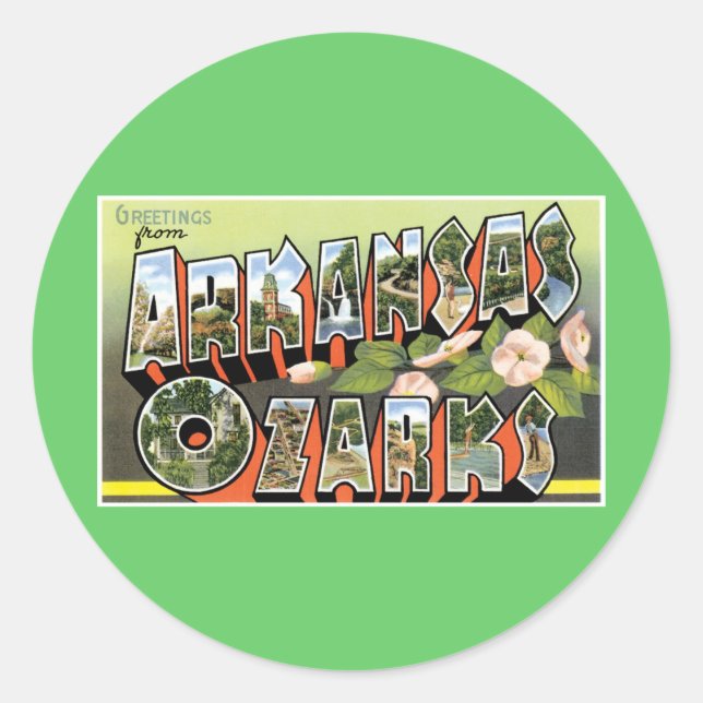 Greetings from the Ozarks! Classic Round Sticker (Front)