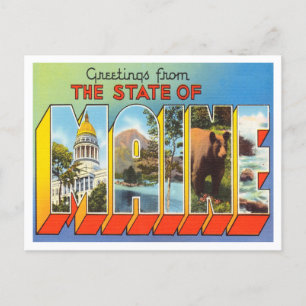 Greetings from the State of Maine Vintage Travel Postcard