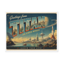 Greetings From Titan Retro Sci-Fi Postcard