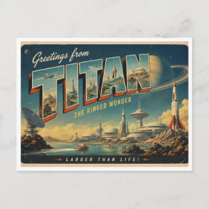 Greetings From Titan Retro Sci-Fi Postcard