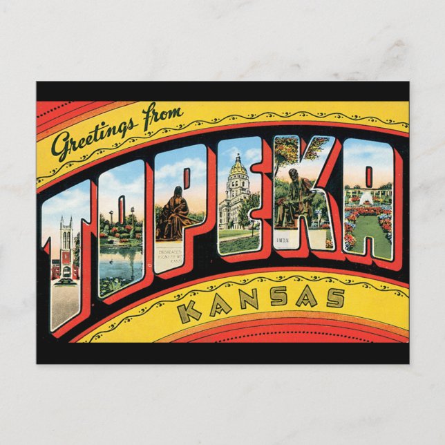 Greetings from Topeka Kansas_Vintage Travel Postcard (Front)