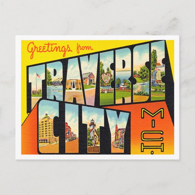 Greetings from Traverse City, Michigan Travel Postcard (Front)
