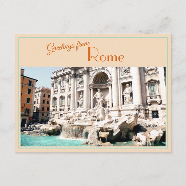 Greetings From Trevi Fountain Vintage Postcard (Front)