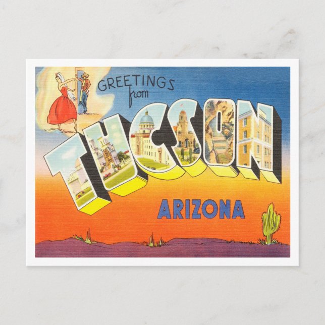 Greetings from Tucson, Arizona Vintage Travel Postcard (Front)