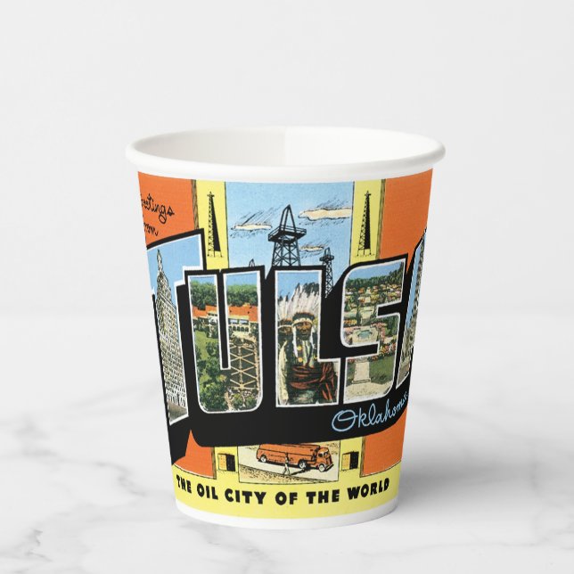 Greetings from Tulsa, Oklahoma! Paper Cups (Left)