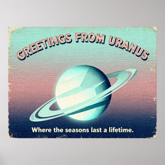 Greetings from Uranus Retro Sci‑Fi Poster (Front)