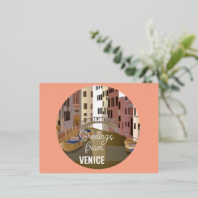 Greetings from Venice Foil Holiday Postcard (Standing Front)