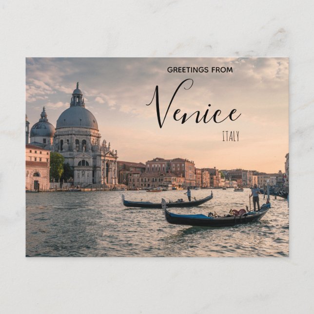 Greetings from Venice Italy Gondola Postcard (Front)