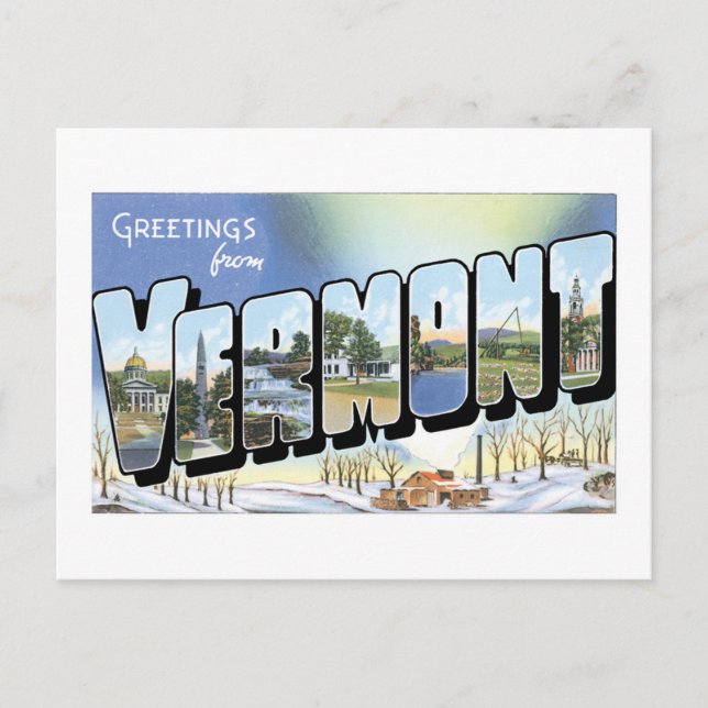 Greetings from Vermont! Vintage Post Card (Front)