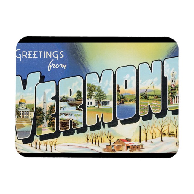 Greetings from Vermont_Vintage Travel Poster Magnet (Horizontal)