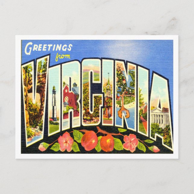 Greetings from Virginia Vintage Travel Postcard (Front)