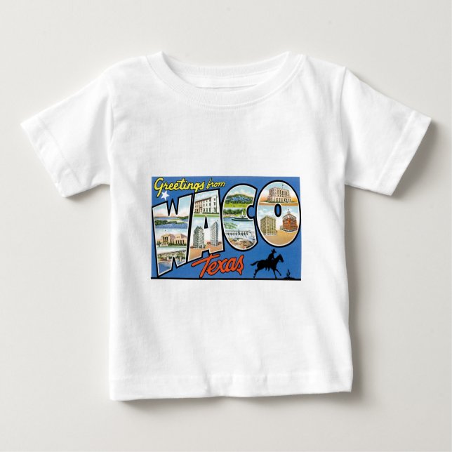 Greetings from Waco, Texas! Retro Post Card Baby T-Shirt (Front)
