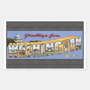 Greetings From Washington D.C., Vintage Rectangular Sticker