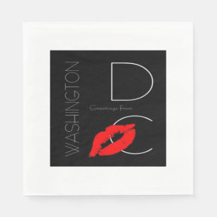 Greetings from Washington DC Red Lipstick Kiss Napkin