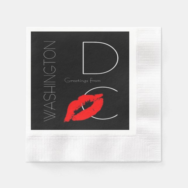 Greetings from Washington DC Red Lipstick Kiss Napkin (Front)