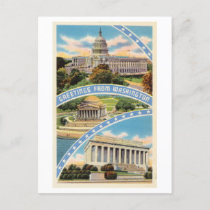 Greetings from Washington DC Vintage Travel Postcard