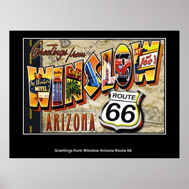 Greetings from Winslow Arizona Route 66 Poster (Front)