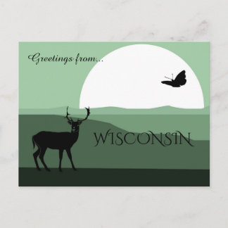 Greetings from Wisconsin Lush Green Earth Tones Postcard