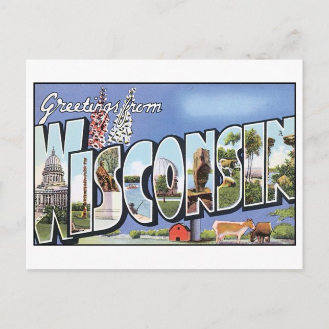 Greetings From Wisconsin Vintage Postcard (Front)