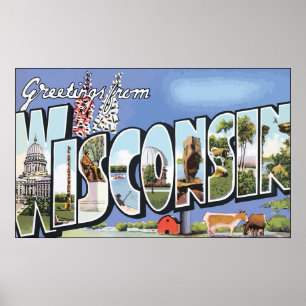 Greetings From Wisconsin, Vintage Poster