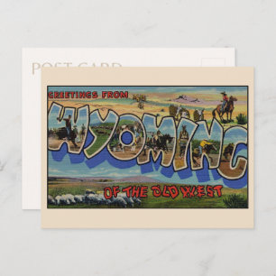 Greetings from Wyoming Large Letter Vintage Postcard