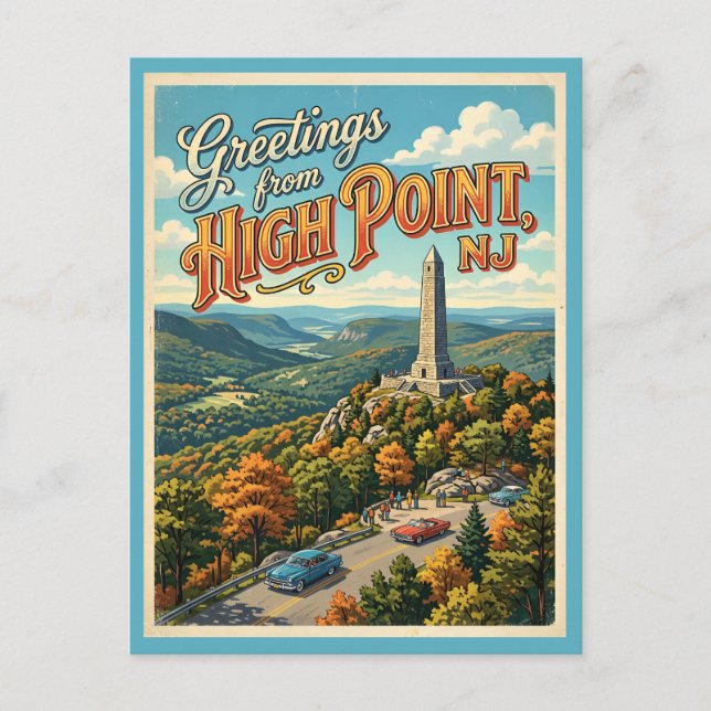 Greetings High Point NJ Vintage Style  Postcard (Front)