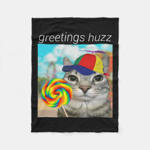 Greetings Huzz Funny Gen Z Gen Alpha Slang Meme  Fleece Blanket