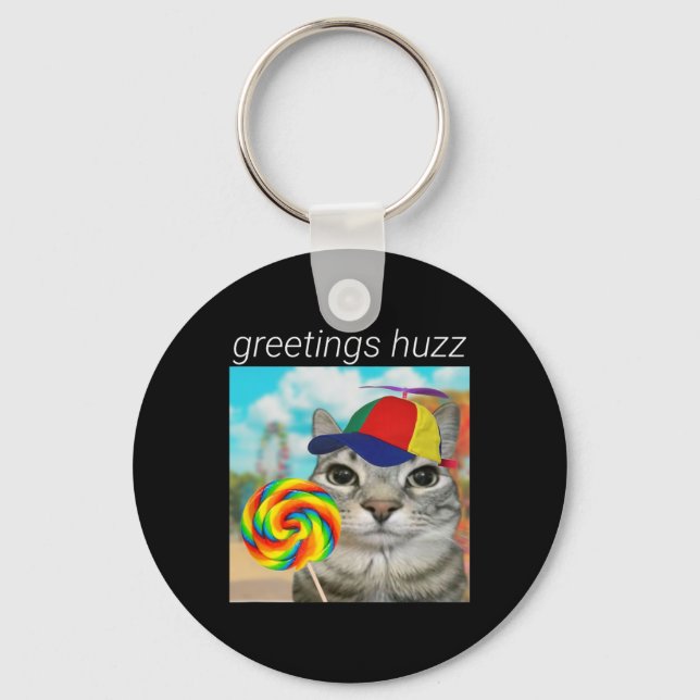 Greetings Huzz Funny Gen Z Gen Alpha Slang Meme  Key Ring (Front)