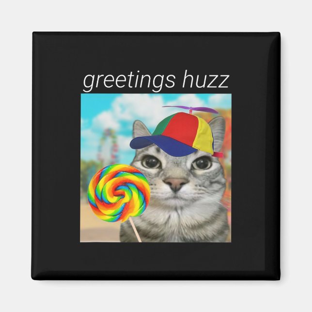 Greetings Huzz Funny Gen Z Gen Alpha Slang Meme  Magnet (Front)