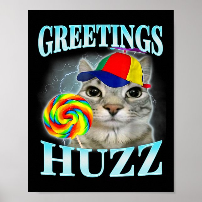 Greetings Huzz Funny Gen Z Gen Alpha Slang Meme  Poster (Front)