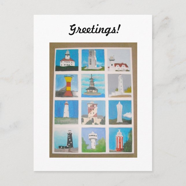 Greetings Lighthouses Around the World Postcard (Front)
