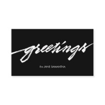 Greetings! Minimalist Black & White Business Card