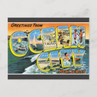 Greetings Ocean City, New Jersey Vintage Postcard