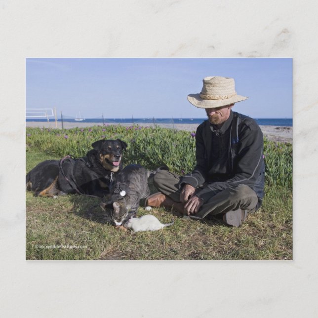 Greg Pike with Booger, Kitty and Mousey Postcard (Front)