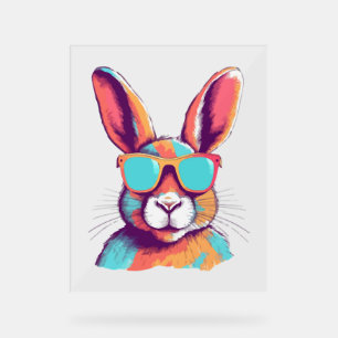 Greg the rabbit with glasses acrylic sign