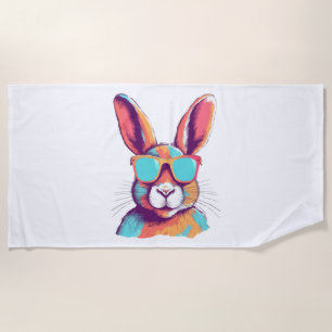 Greg the rabbit with glasses beach towel