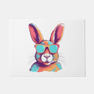 Greg the rabbit with glasses doormat