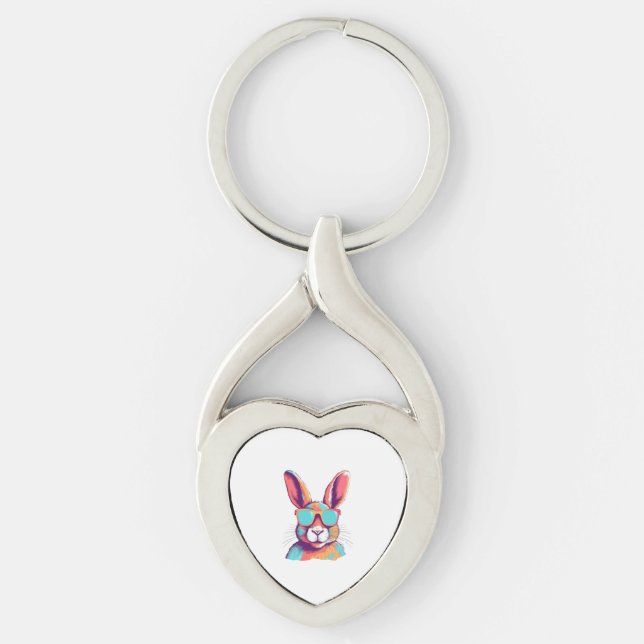Greg the rabbit with glasses key ring (Front)