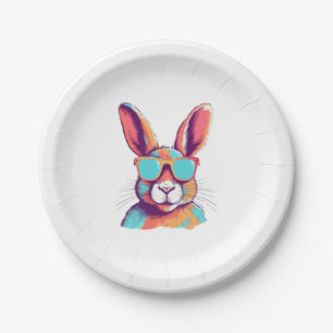 Greg the rabbit with glasses paper plate