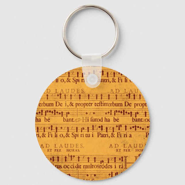 Gregorian chant music score key ring (Front)