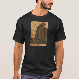 Gregorian Monk In Prayer Wearing Hooded Cassock T-Shirt