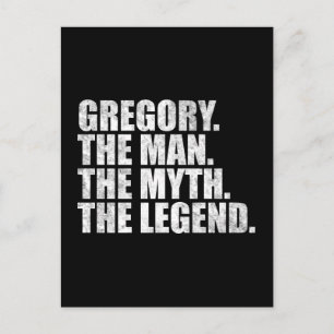 Gregory name, Gregory The Man The Myth The Legend Postcard