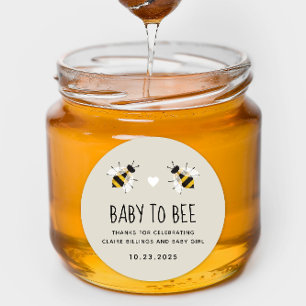 Greige Baby to Bee Honey Shower Favour Classic Round Sticker